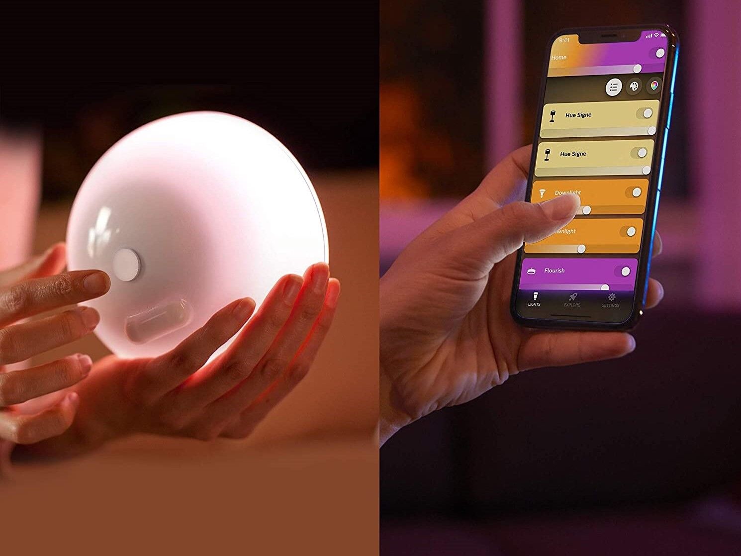 philips hue go application et bouton